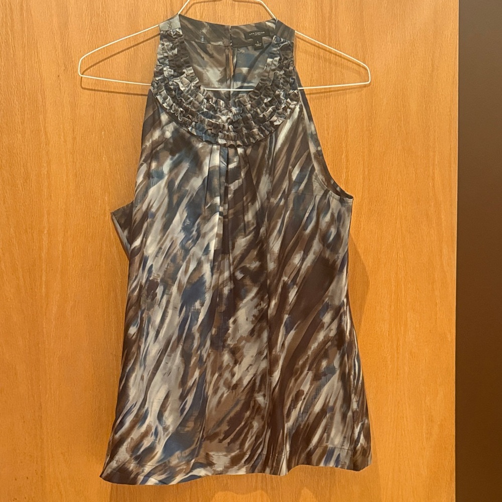 Ann Taylor Women's Halter Top - Blue and Gray
